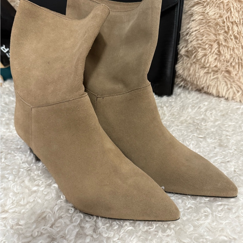 Zara Tan Heeled Boots for Women